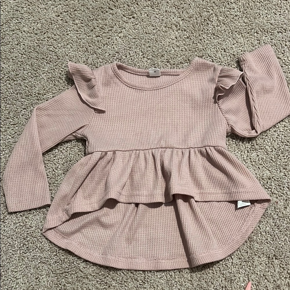SHEIN Pink Peplum Blouse with Ruffled Waist